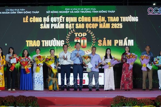 Lần đầu trao thưởng Top 20 sản phẩm OCOP được cộng đồng bình chọn tỉnh Đồng Tháp