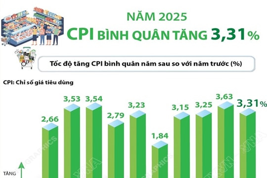 CPI bình quân năm 2025 tăng 3,31%