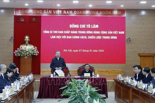 Tổng Bí thư Tô Lâm làm việc với Ban Chính sách, chiến lược Trung ương