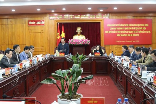 Ban Tuyên giáo và Dân vận Trung ương làm việc tại Lạng Sơn