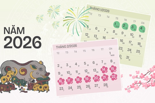 Các ngày nghỉ lễ Tết năm 2026