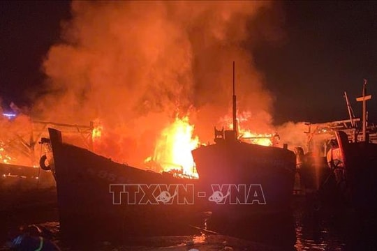 Bốn tàu cá bị cháy khi đang neo đậu