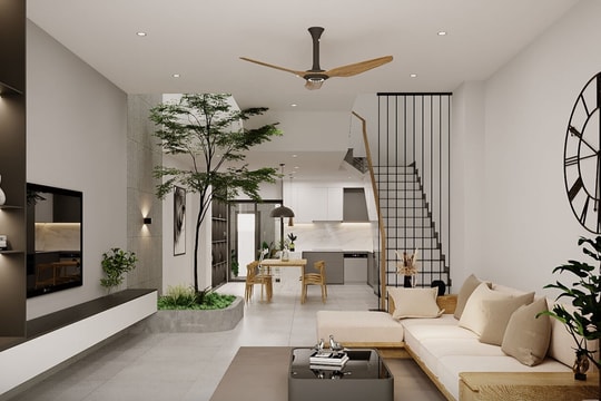 Những mẫu phòng khách liền bếp nhà ống đẹp, tiện nghi