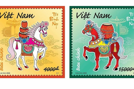Bộ tem Tết Bính Ngọ có hình ảnh ngựa chín hồng mao