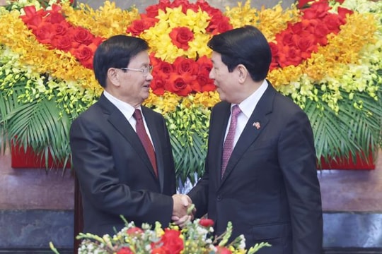 Chủ tịch nước Lương Cường hội đàm với Tổng Bí thư, Chủ tịch nước Lào