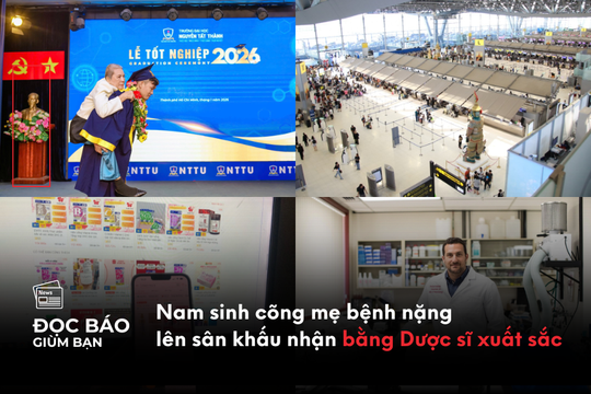 Nam sinh cõng mẹ bệnh nặng lên sân khấu nhận bằng Dược sĩ xuất sắc