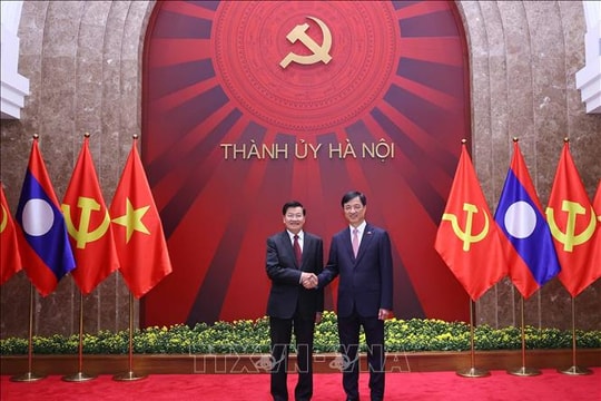 Tổng Bí thư, Chủ tịch nước Lào thăm và làm việc với Đảng bộ, Chính quyền TP Hà Nội