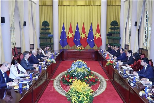 Chủ tịch nước Lương Cường và Chủ tịch Hội đồng châu Âu hội đàm