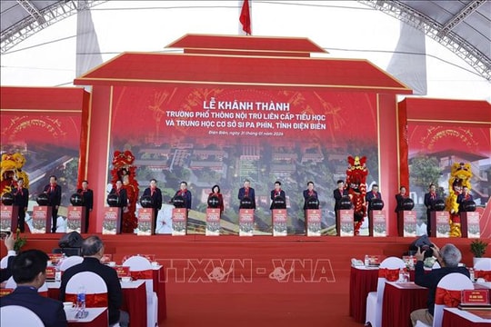 Tổng Bí thư Tô Lâm dự lễ khánh thành trường phổ thông nội trú liên cấp tại Điện Biên