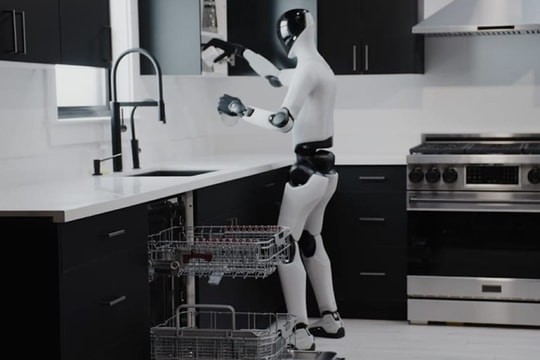 Robot hình người tự mang bát đĩa đi rửa