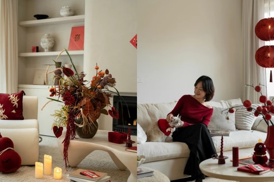 Sắc Tết tinh tế trong không gian tối giản biệt thự kiểu Pháp
