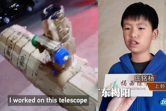 Bé 10 tuổi chế kính thiên văn từ bìa carton