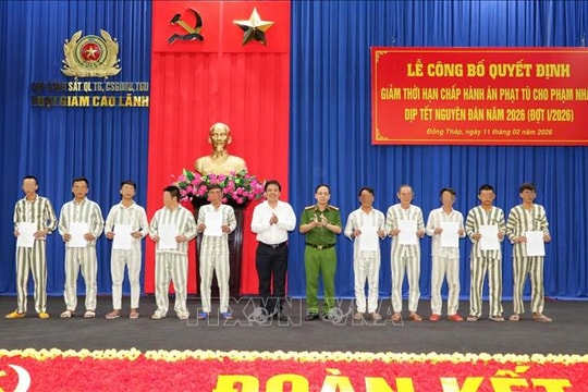 Giảm thời hạn chấp hành án phạt tù cho nhiều phạm nhân dịp Tết Nguyên đán