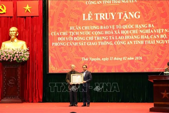 Thái Nguyên: Truy tặng 'Huân chương Bảo vệ Tổ quốc' cho Trung tá Lao Hoàng Hải