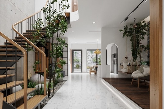 Gợi ý cách trang trí cầu thang bằng cây xanh