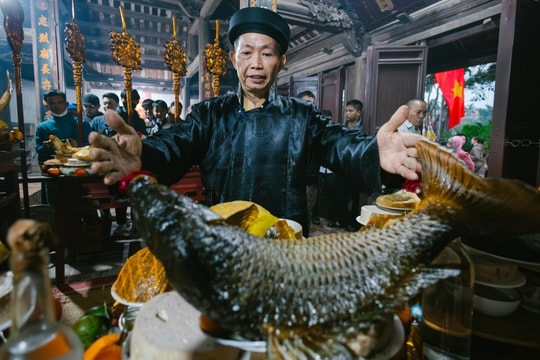 Dựng cỗ cá chép nằm võng trăm triệu mừng tuổi lên lão