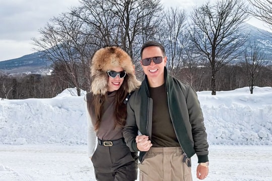 Gia đình Hồ Ngọc Hà trượt tuyết dịp đầu xuân