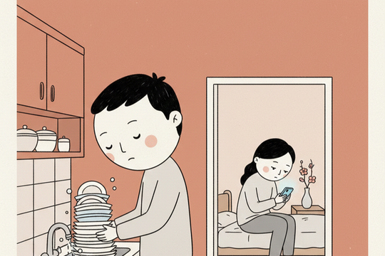 Vợ ăn xong vào thẳng phòng, để khách dọn dẹp