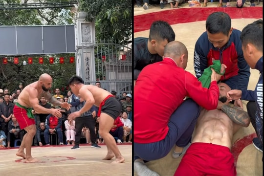 Cận cảnh đô vật Nga trật khớp vai khi so tài võ sĩ MMA Việt Nam