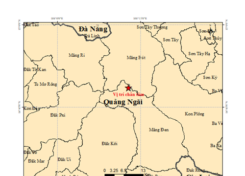 Quảng Ngãi ghi nhận 5 trận động đất trong đêm, mạnh nhất 3,4 độ richter