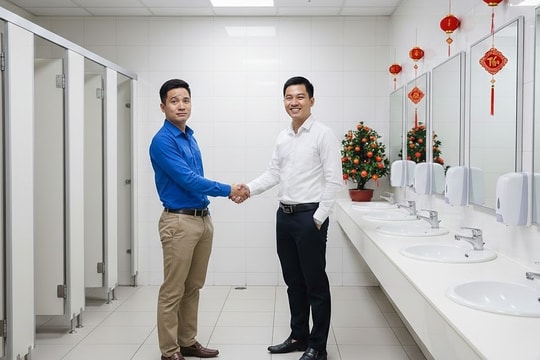 Khó xử vì đồng nghiệp bắt tay chúc Tết ở nhà vệ sinh