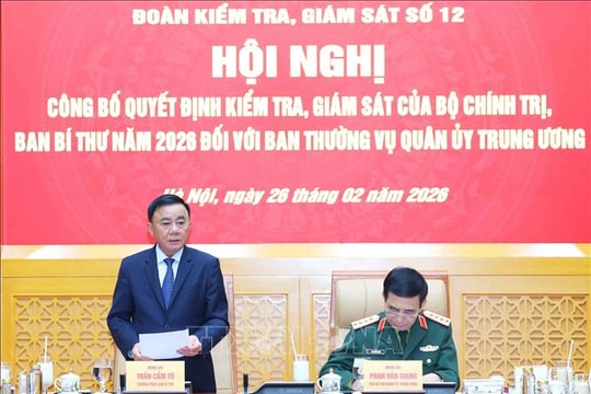 Hội nghị công bố quyết định kiểm tra, giám sát đối với Ban Thường vụ Quân ủy Trung ương