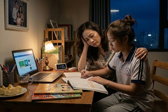 Vợ đánh vật kèm con học đến 11h đêm từ ngày siết dạy thêm