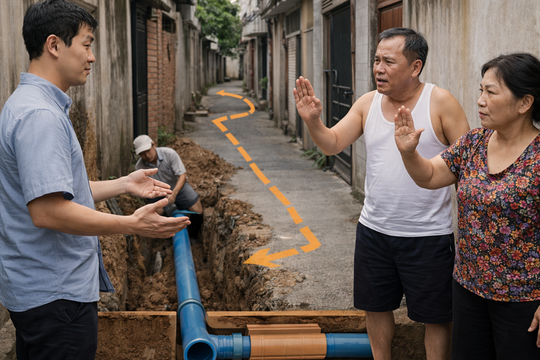 Hàng xóm không cho đặt ống thoát nước 'đi' qua đất của họ, tôi phải làm gì?
