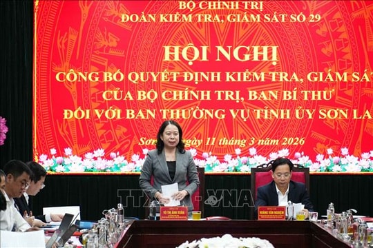 Công bố quyết định kiểm tra, giám sát đối với Ban Thường vụ Tỉnh ủy Sơn La