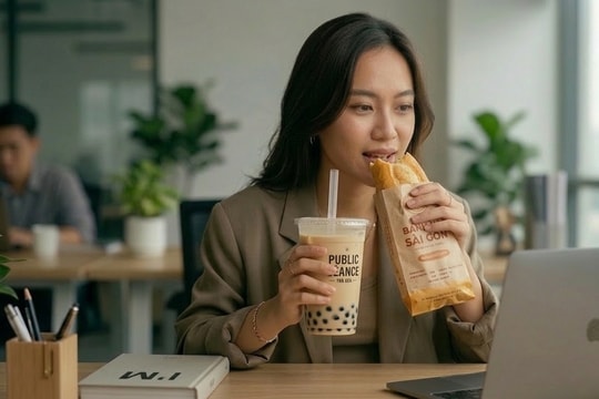 Đồng nghiệp Gen Z ăn trưa ổ bánh mì 15 K kèm ly trà sữa 70 K