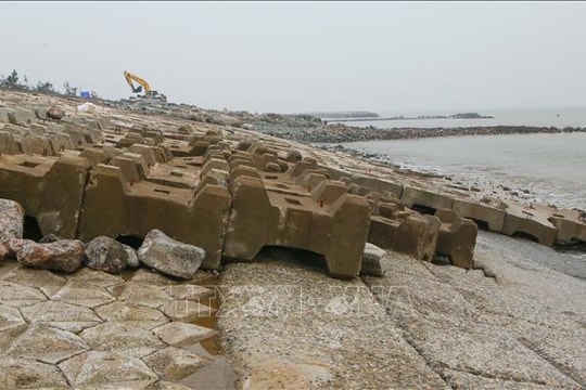 Khẩn trương khắc phục sự cố trên tuyến đê biển Hải Thịnh