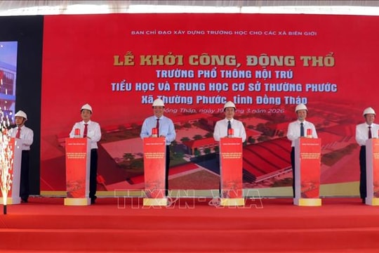 Khởi công xây dựng trường nội trú liên cấp ở xã biên giới Thường Phước, Đồng Tháp