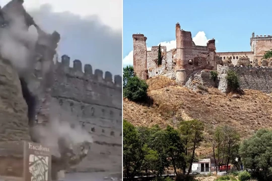 Tòa tháp cổ hơn 600 tuổi sụp đổ trước mắt du khách