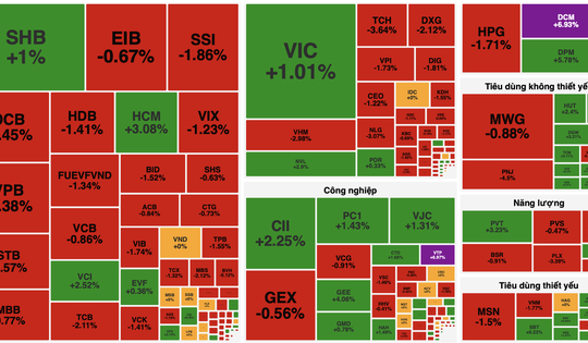 VN-Index giảm gần 14 điểm với áp lực bán lan rộng, dòng tiền thận trọng