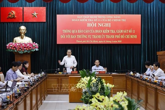 Chủ tịch Quốc hội chủ trì Hội nghị kiểm tra, giám sát đối với Ban Thường vụ Thành ủy TP Hồ Chí Minh