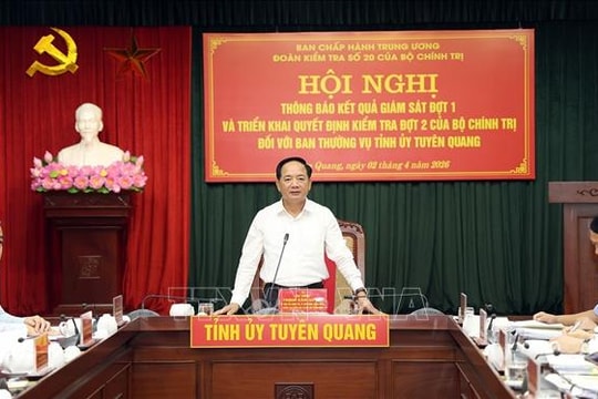 Đoàn kiểm tra của Bộ Chính trị làm việc với Ban Thường vụ Tỉnh ủy Tuyên Quang