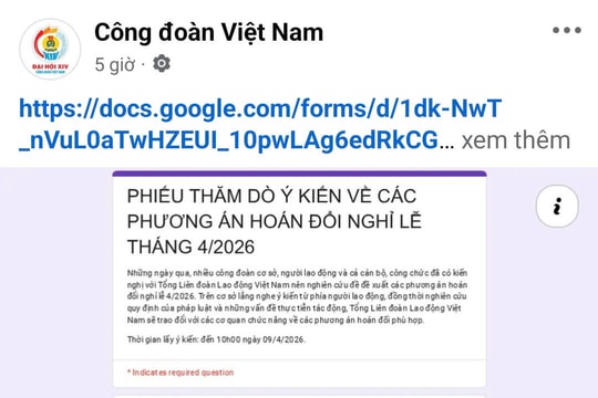 Lấy ý kiến về 3 phương án hoán đổi ngày nghỉ lễ Giỗ tổ Hùng Vương và 30/4 - 1/5