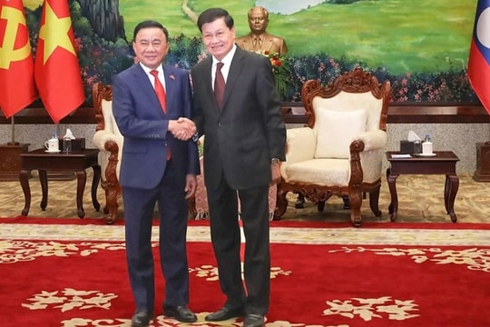 Thường trực Ban Bí thư Trần Cẩm Tú hội kiến Tổng Bí thư, Chủ tịch nước Lào Thongloun Sisoulith