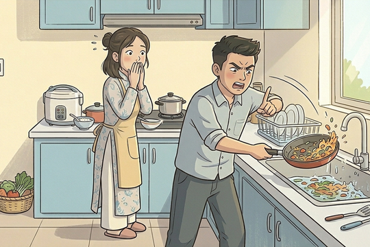 Chồng hất chảo đồ ăn chỉ vì tôi lỡ than mệt