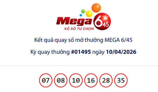 Xổ số Vietlott có vé Mega 6/45 trúng giải Jackpot hơn 79,1 tỉ đồng