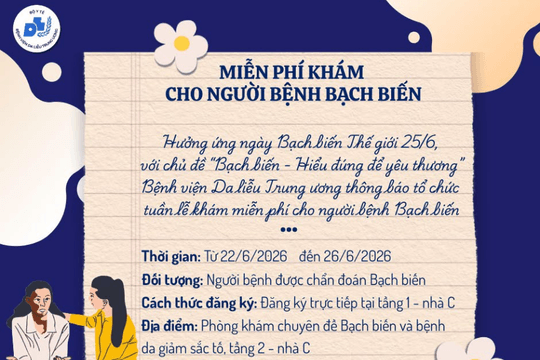 Bệnh viện Da liễu Trung ương miễn phí khám và hỗ trợ điều trị cho người bệnh bạch biến