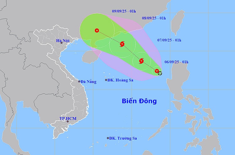 ­Thời tiết ngày 6/9: Áp thấp nhiệt đới trên Biển Đông có khả năng mạnh lên thành bão