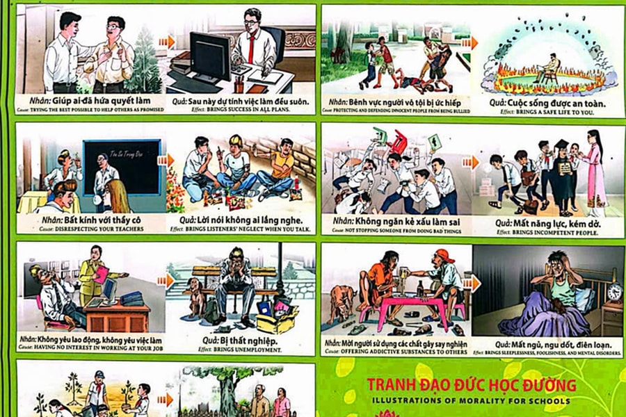 Trường Tiểu học Quang Trung chủ động gỡ bỏ tranh ‘nhân quả’ gây tranh cãi