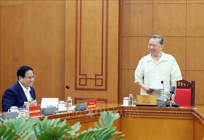 Tổng Bí thư Tô Lâm làm việc với Ban Thường vụ Đảng ủy Chính phủ