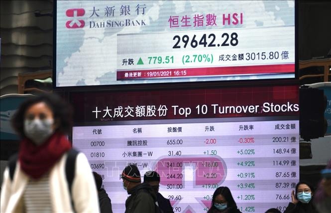 Chỉ số chứng khoán Hang Seng tăng lên mức cao nhất 4 năm