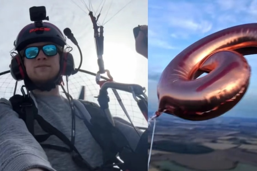 Khoảnh khắc phi công dù lượn Mỹ mắc kẹt giữa trời vì quả bóng bay