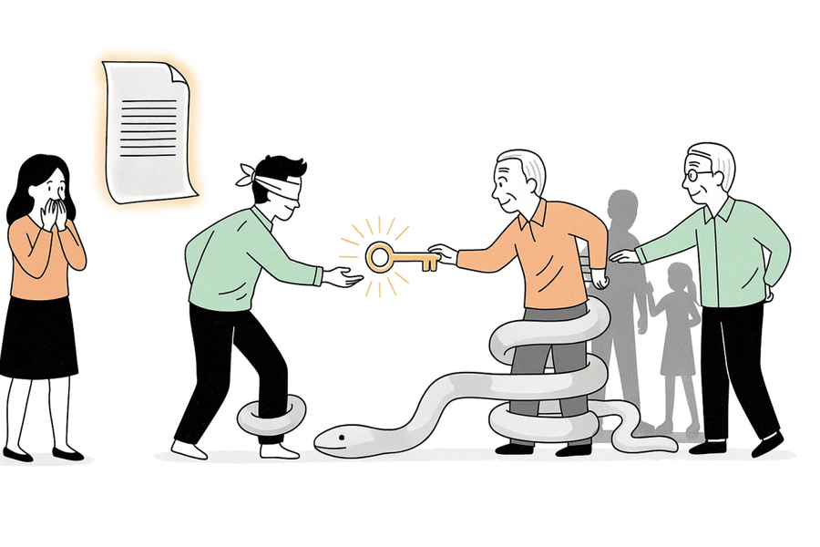 Cha chồng hứa hão cho chồng tôi đất để lừa lấy 600 triệu đồng