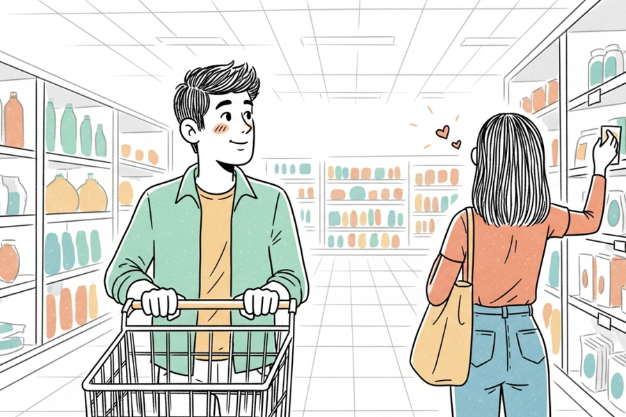 Tối nào tôi cũng đến siêu thị chỉ để chờ gặp lại cô gái hôm ấy