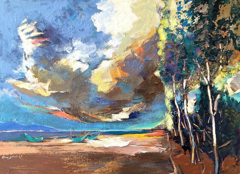 ‘Ánh sáng và ký ức’ Hội An, Hà Nội, phố biển trong tranh của họa sĩ Vũ Trọng Anh