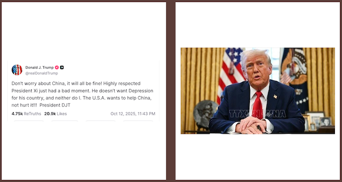 Tổng thống Mỹ Donald Trump bất ngờ ‘xoa dịu’ căng thẳng thuế quan với Trung Quốc